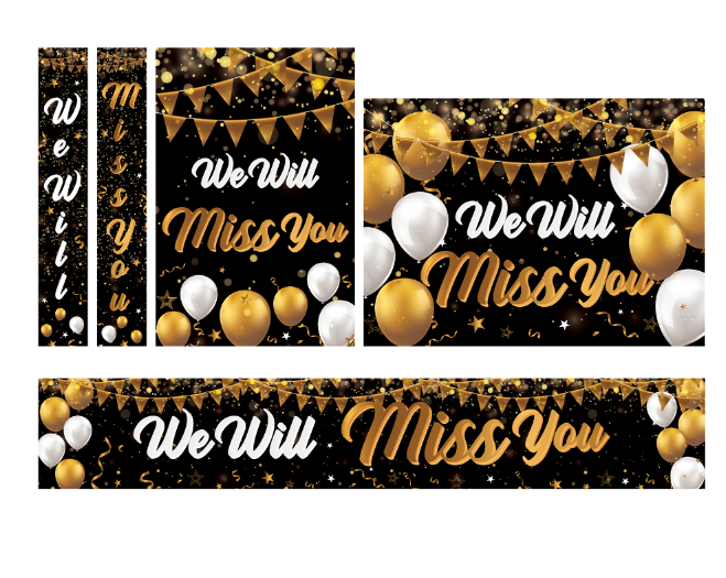 We Will Miss You Long Backdrop Banner